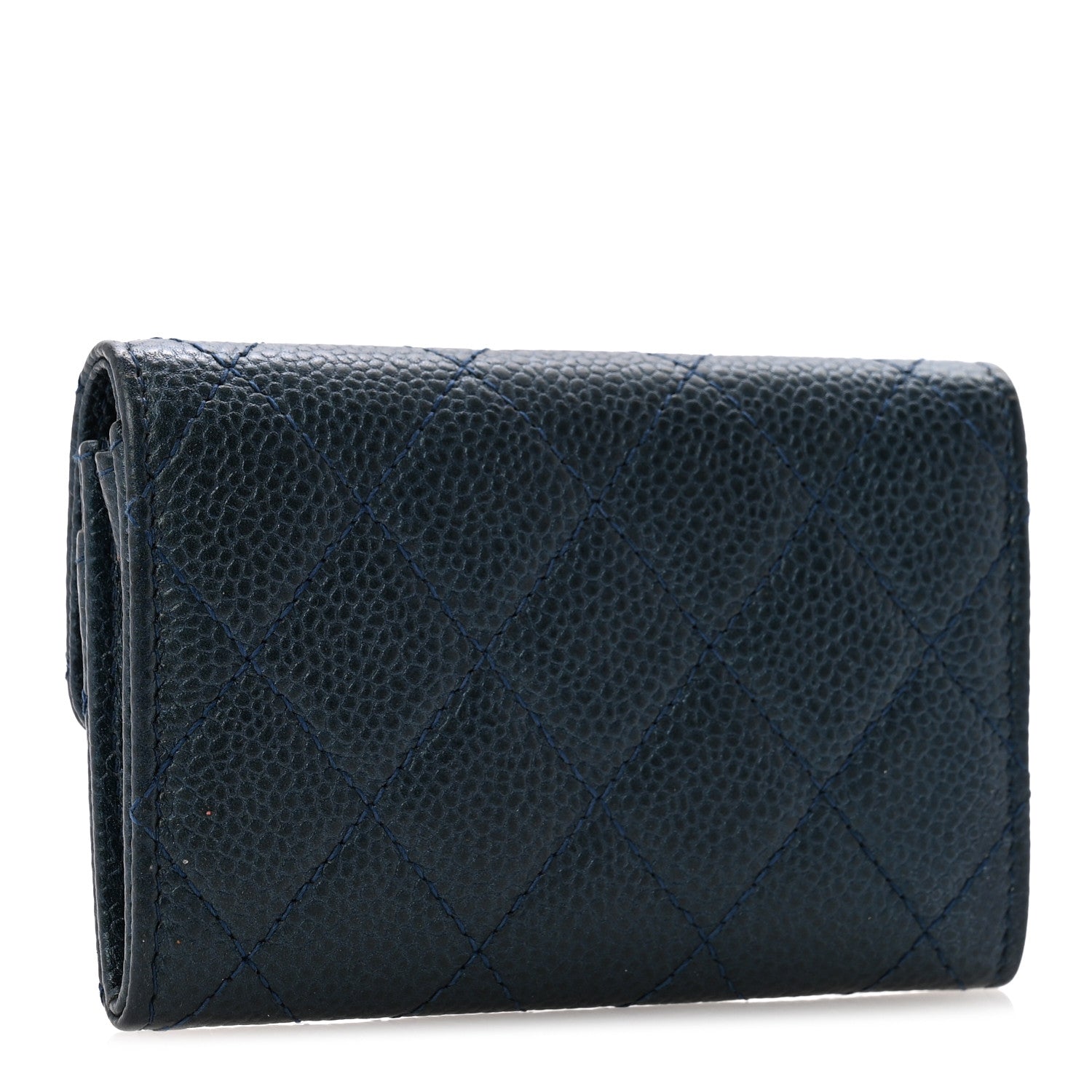 Chanel Metallic Caviar Quilted Flap Card Holder Dark Blue 3 of 9
