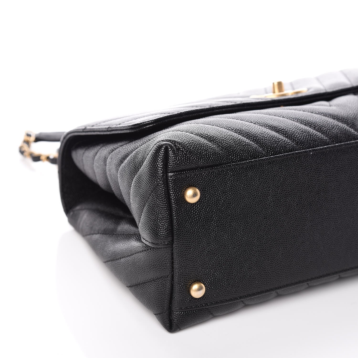 Chanel Caviar Chevron Quilted Small Coco Handle Flap Black 5 of 10