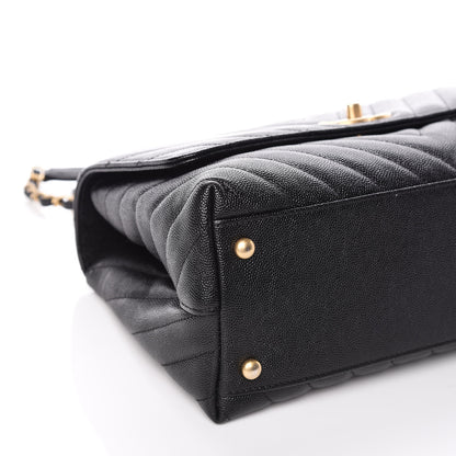 Chanel Caviar Chevron Quilted Small Coco Handle Flap Black 5 of 10