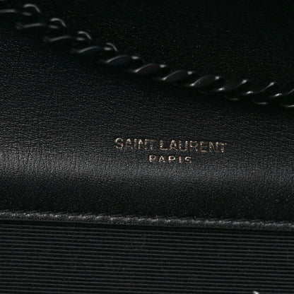 Saint Laurent Patent Mixed Matelasse Triquilt Small Monogram Satchel Black 6 of 9