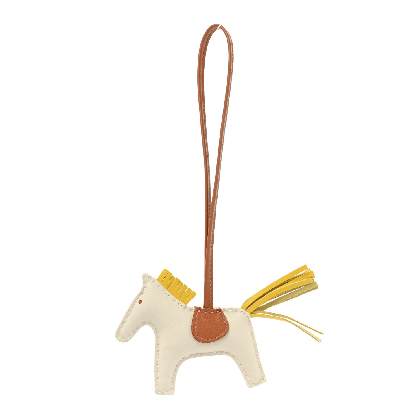 Milo Lambskin Grigri Rodeo Horse Bag Charm PM Craie Gold Jaune De Naples