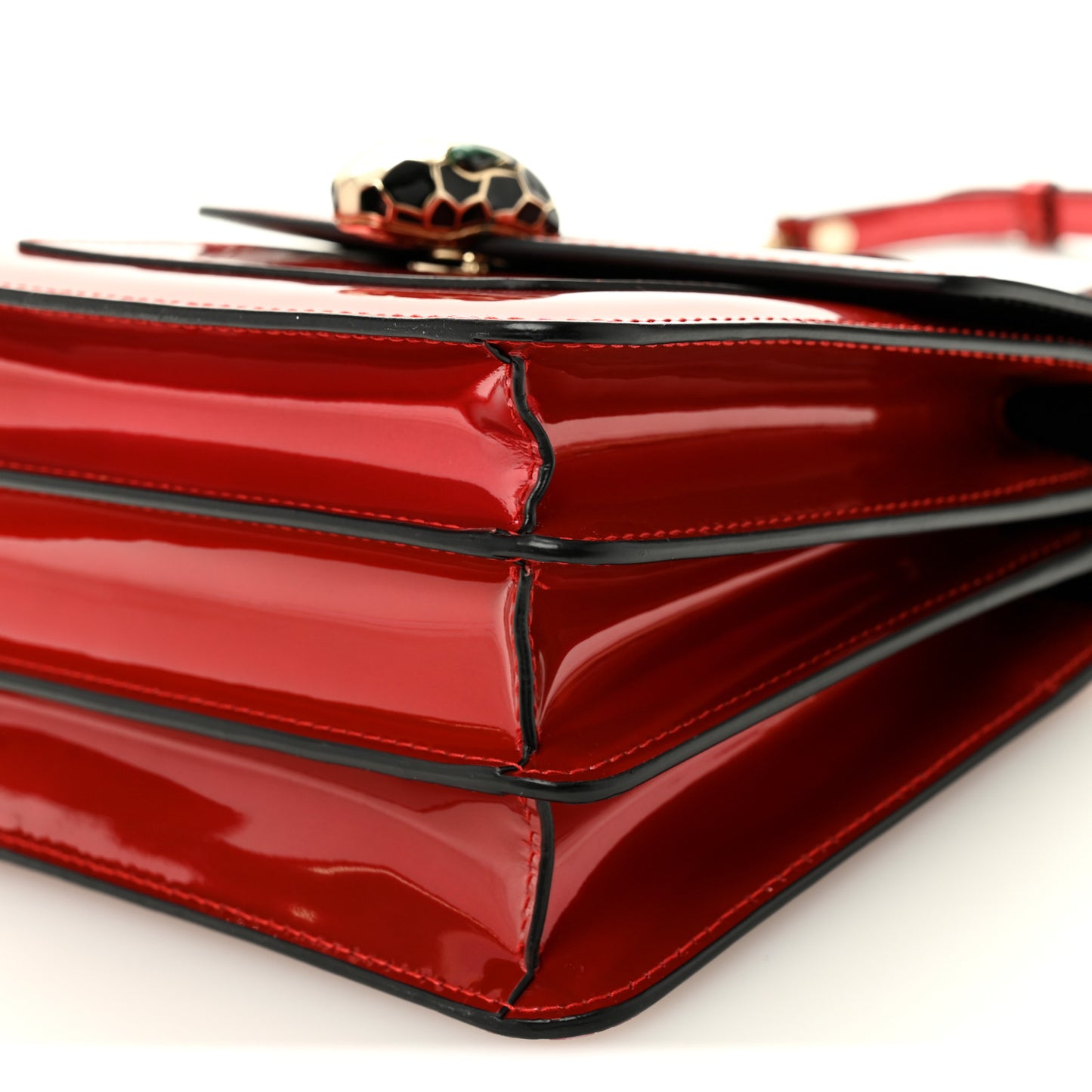 Metallic Calfskin Serpenti Forever Top Handle Dark Red