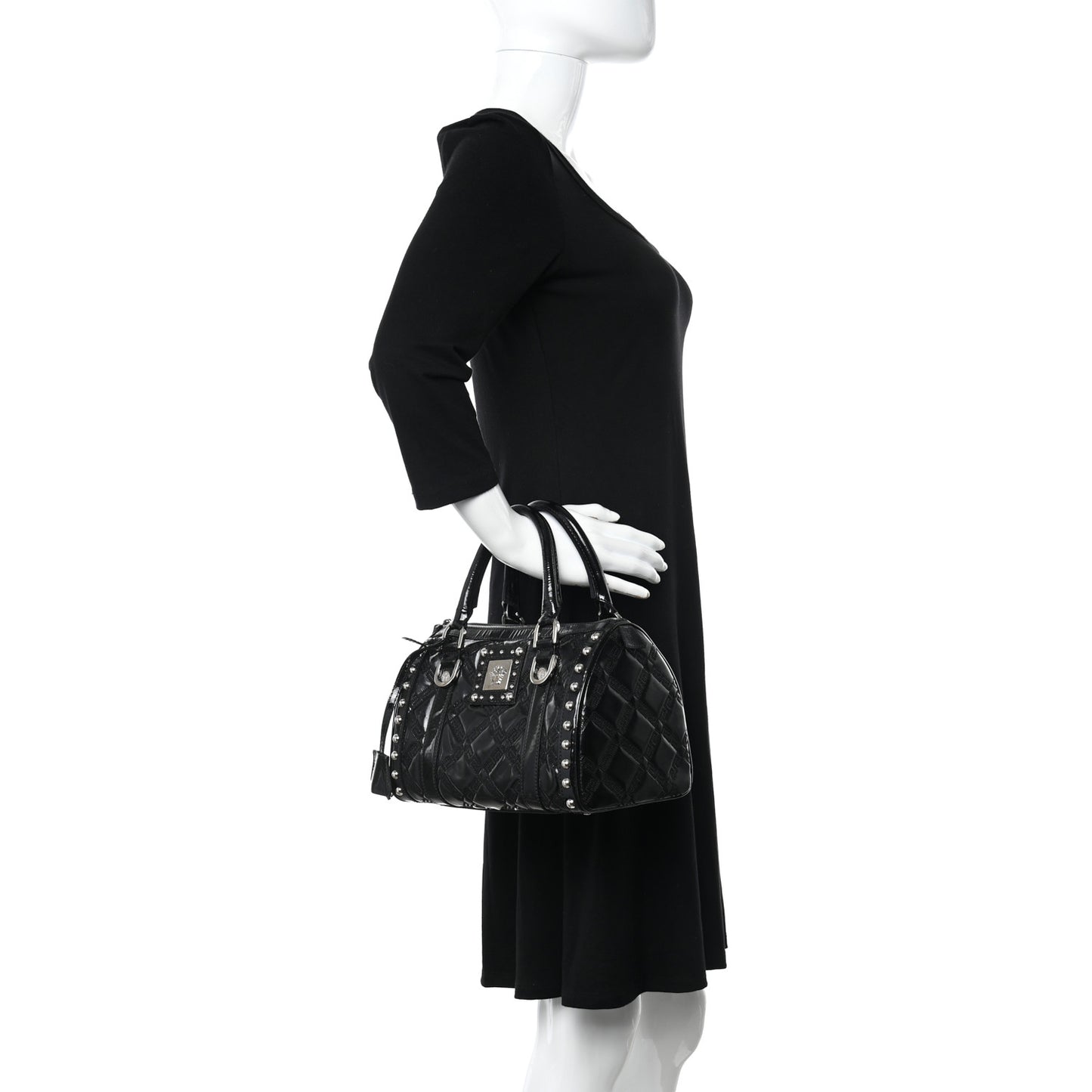 Patent Quilted Snap Out Of It Bag Black