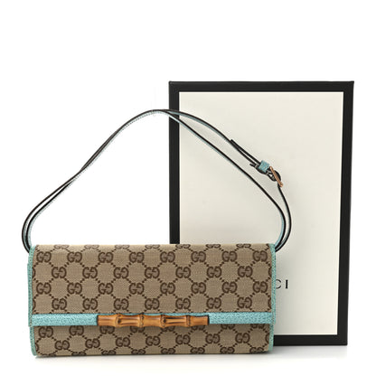 Gucci Monogram Bamboo Bar Clutch Turquoise 11 of 11