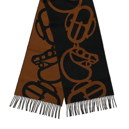 Hermes Cashmere Boucles et Camails Muffler Marine Caramel 2 of 3