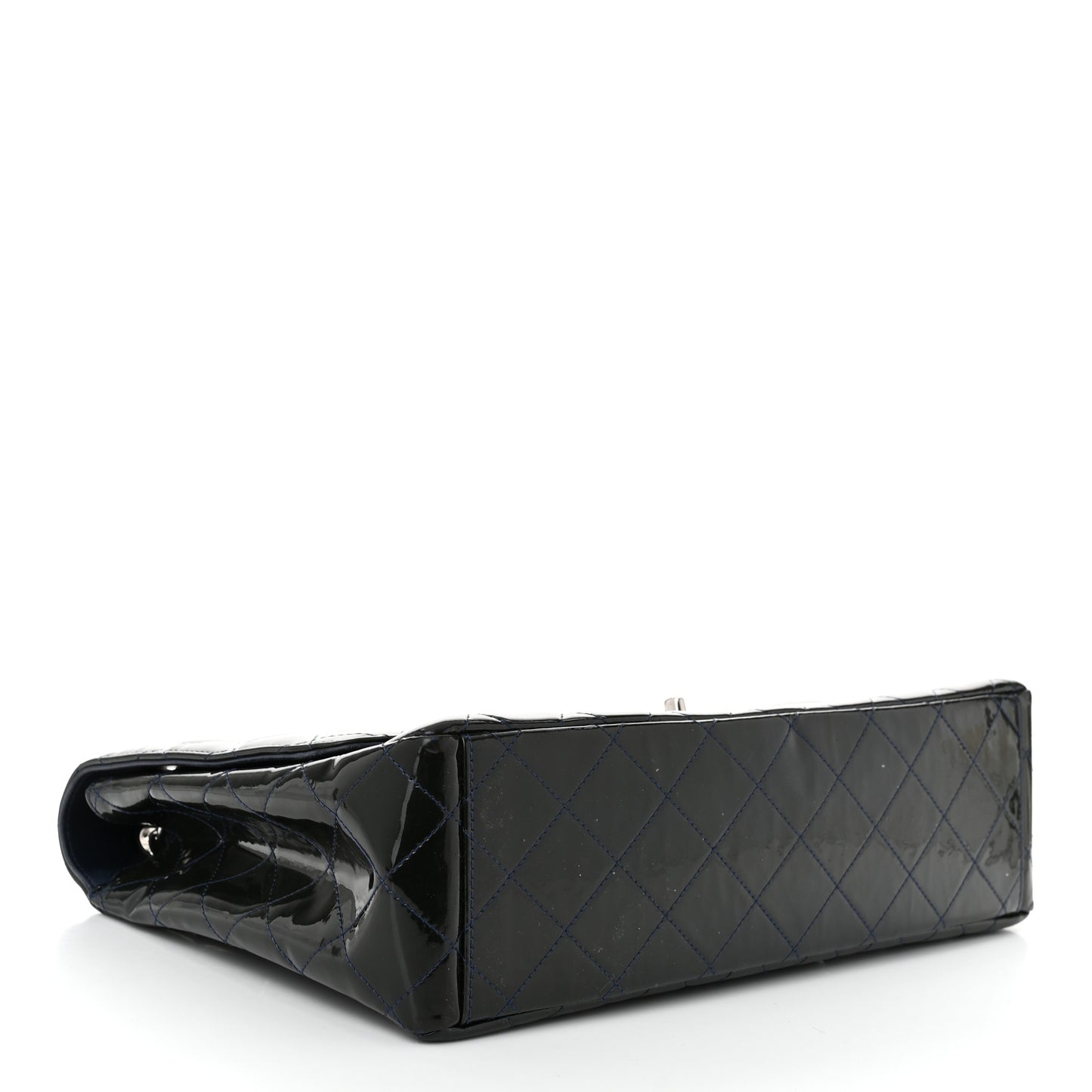 Patent Quilted Maxi Single Flap Blue