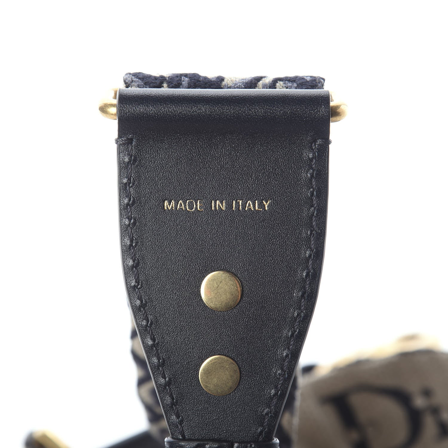 Christian Dior Oblique Studded Shoulder Strap Blue 3 of 3