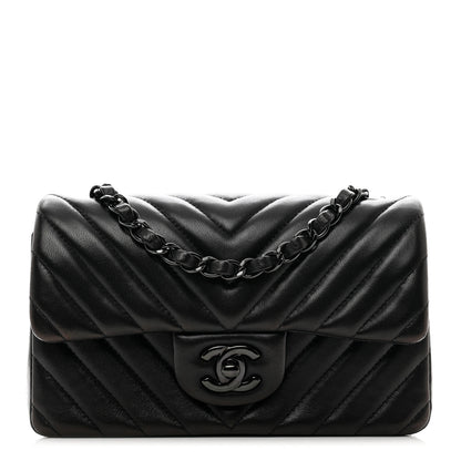 Chanel Lambskin Chevron Quilted Mini Rectangular Flap So Black 1 of 12