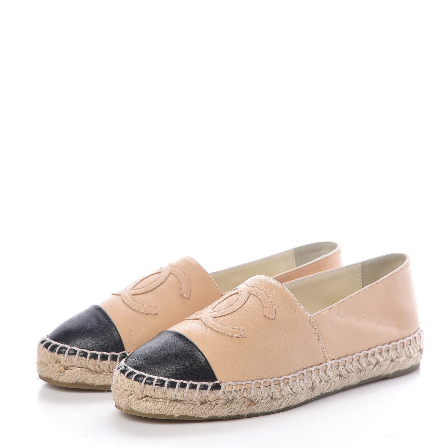 Lambskin CC Espadrilles 36 Beige Black