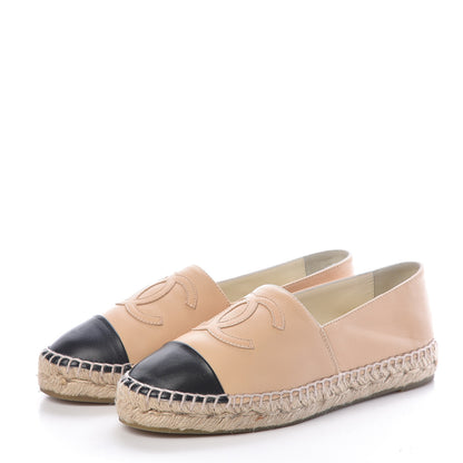 Chanel Lambskin CC Espadrilles 36 Beige Black 3 of 8