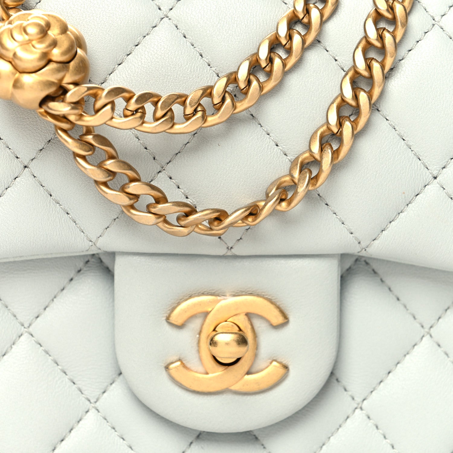 Chanel Lambskin Quilted Mini Sweet Camellia Flap Light Blue 8 of 10