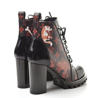 Louis Vuitton Patent Calfskin Catogram Star Trail Ankle Boots 37 Black Marron 4 of 8