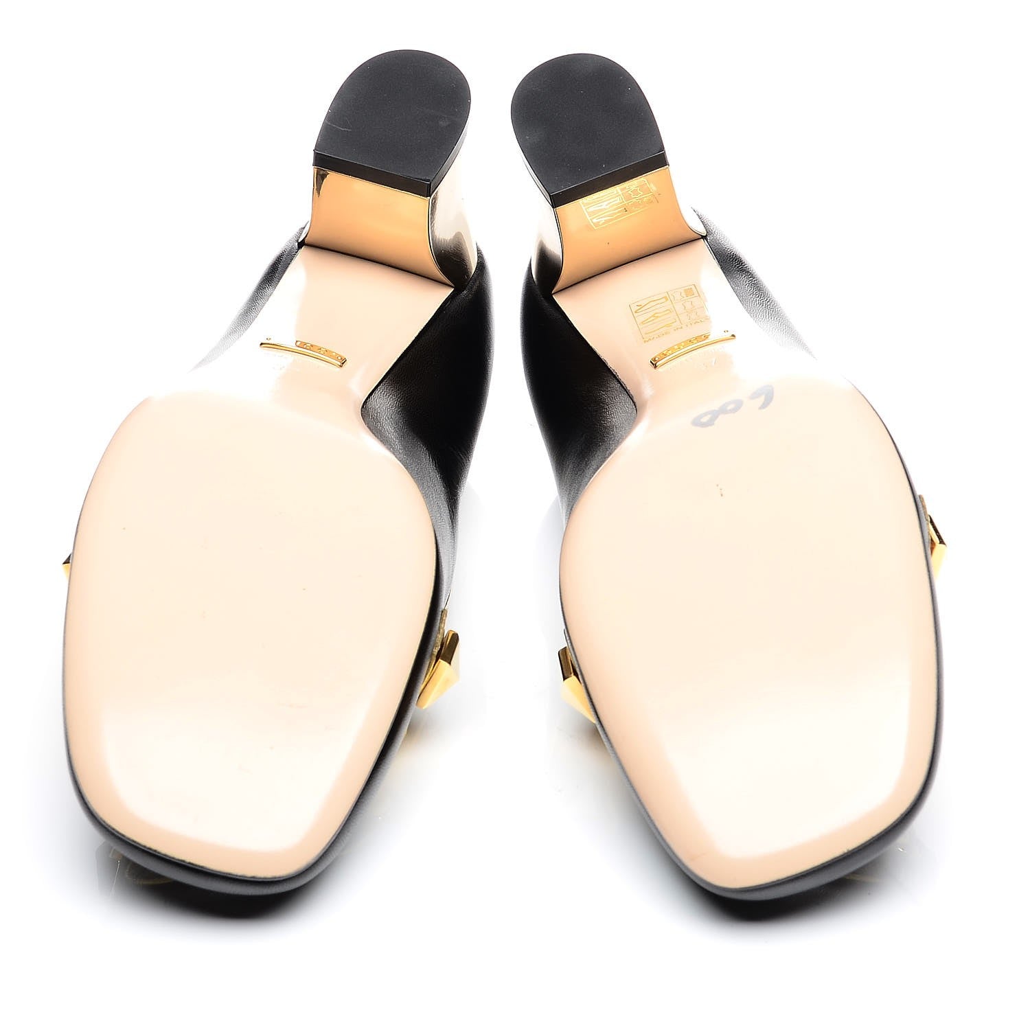 Gucci Malaga Kid Nappa GG Supreme Monogram Tiger Head Mid Heel Loafer Pumps 37 Black Oro Vecchio Beige 5 of 10