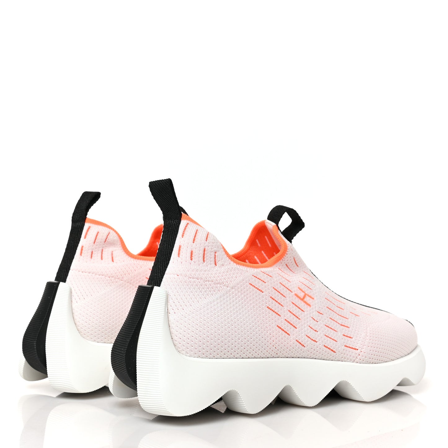 Technical Canvas Goatskin Womens Eclair Sneakers 36.5 White Orange