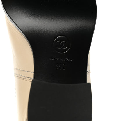Chanel Calfskin Patent Cork Cap Toe Short Boots 35 White Black 5 of 12