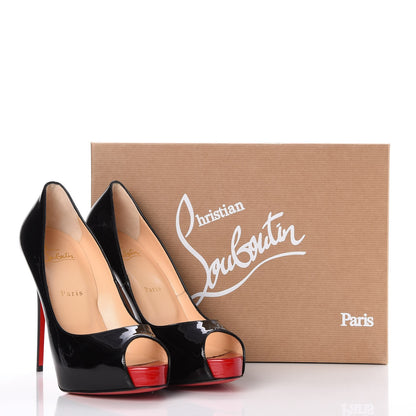 Christian Louboutin Patent New Very Prive 120 Pumps 38.5 Black Red 8 of 8