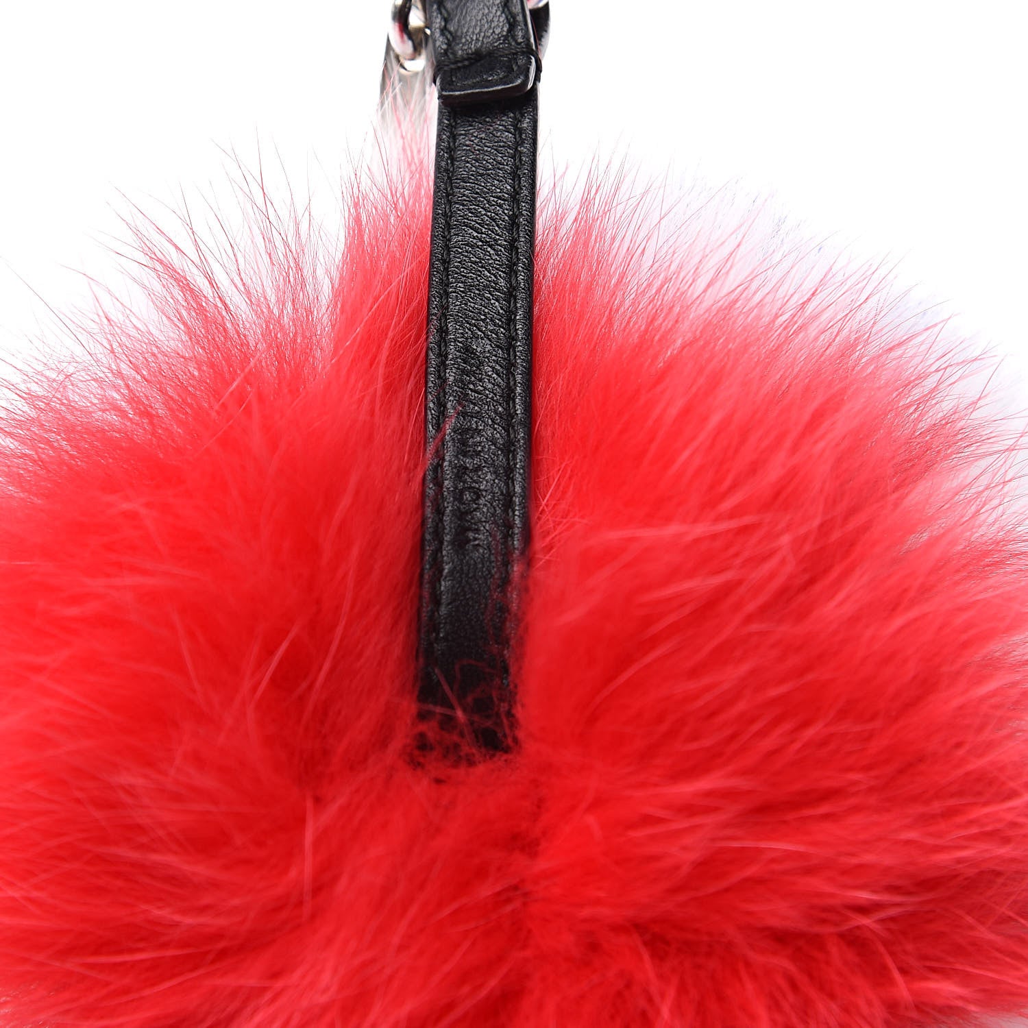 Fendi Fox Fur Shiny Nappa Rainbow Pom Pom Bag Charm Rosso Multicolor Black 3 of 3
