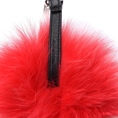 Fendi Fox Fur Shiny Nappa Rainbow Pom Pom Bag Charm Rosso Multicolor Black 3 of 3