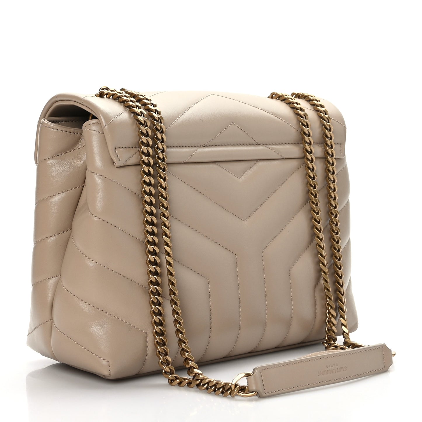 Calfskin Y Quilted Monogram Small Loulou Chain Satchel Dark Beige