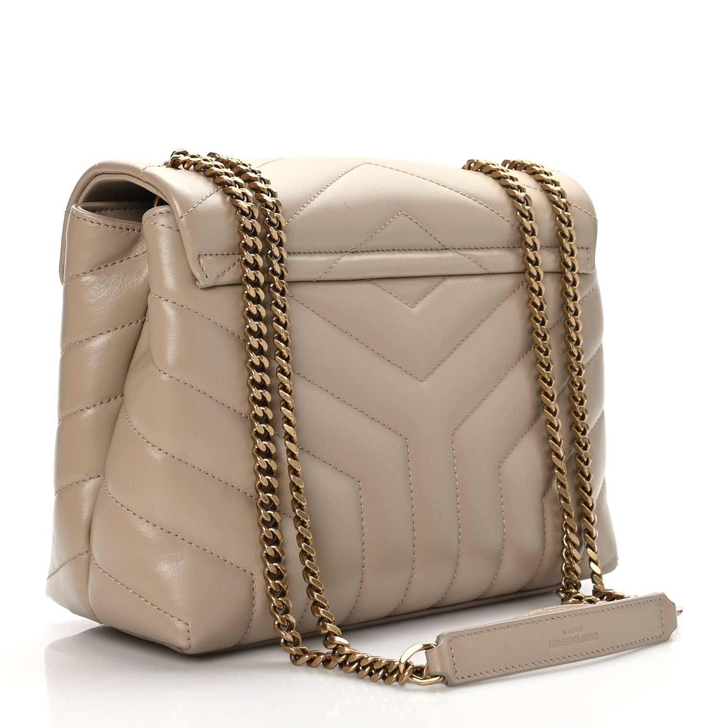 Saint Laurent Calfskin Y Quilted Monogram Small Loulou Chain Satchel Dark Beige 3 of 9