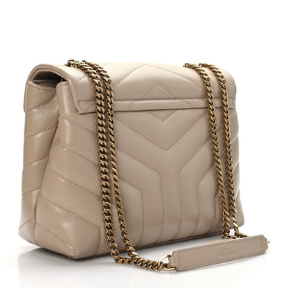 Saint Laurent Calfskin Y Quilted Monogram Small Loulou Chain Satchel Dark Beige 3 of 9