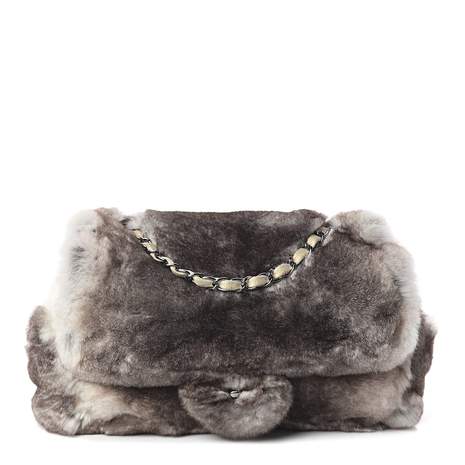 Chanel Rabbit Fur CC Medium Flap Bag Brown 1 of 9