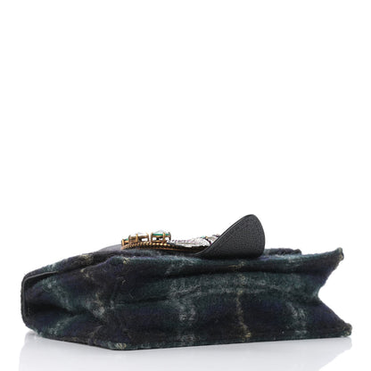 Miu Miu Wool Plaid Crystal Embellished Shoulder Bag Blue 4 of 11