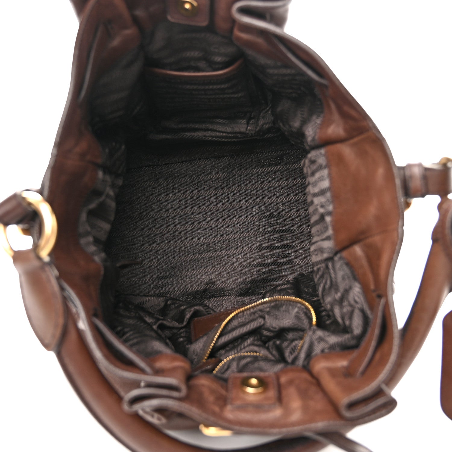 Prada Cervo Belted Hobo Brown 5 of 13