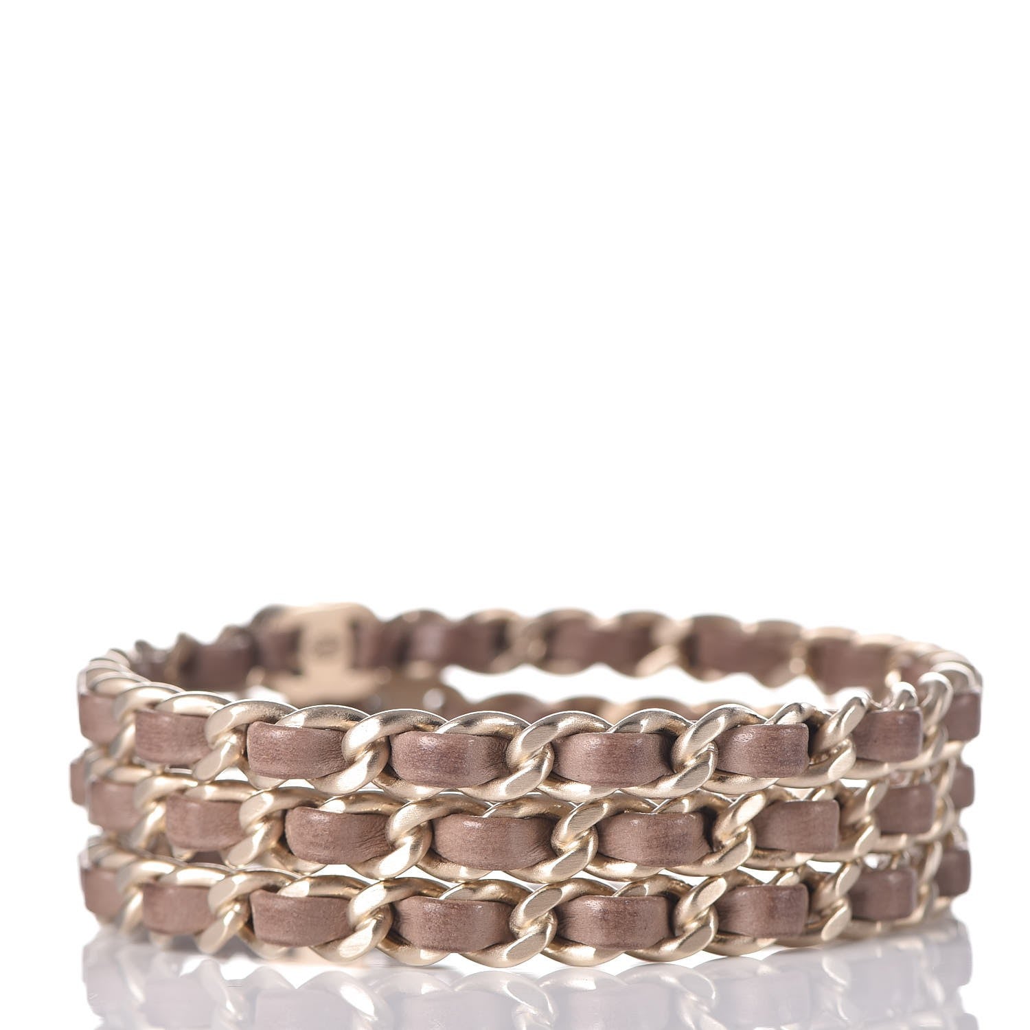 Chanel Lambskin Chain CC Bangle Bracelets M Set of 3 Gold 3 of 5