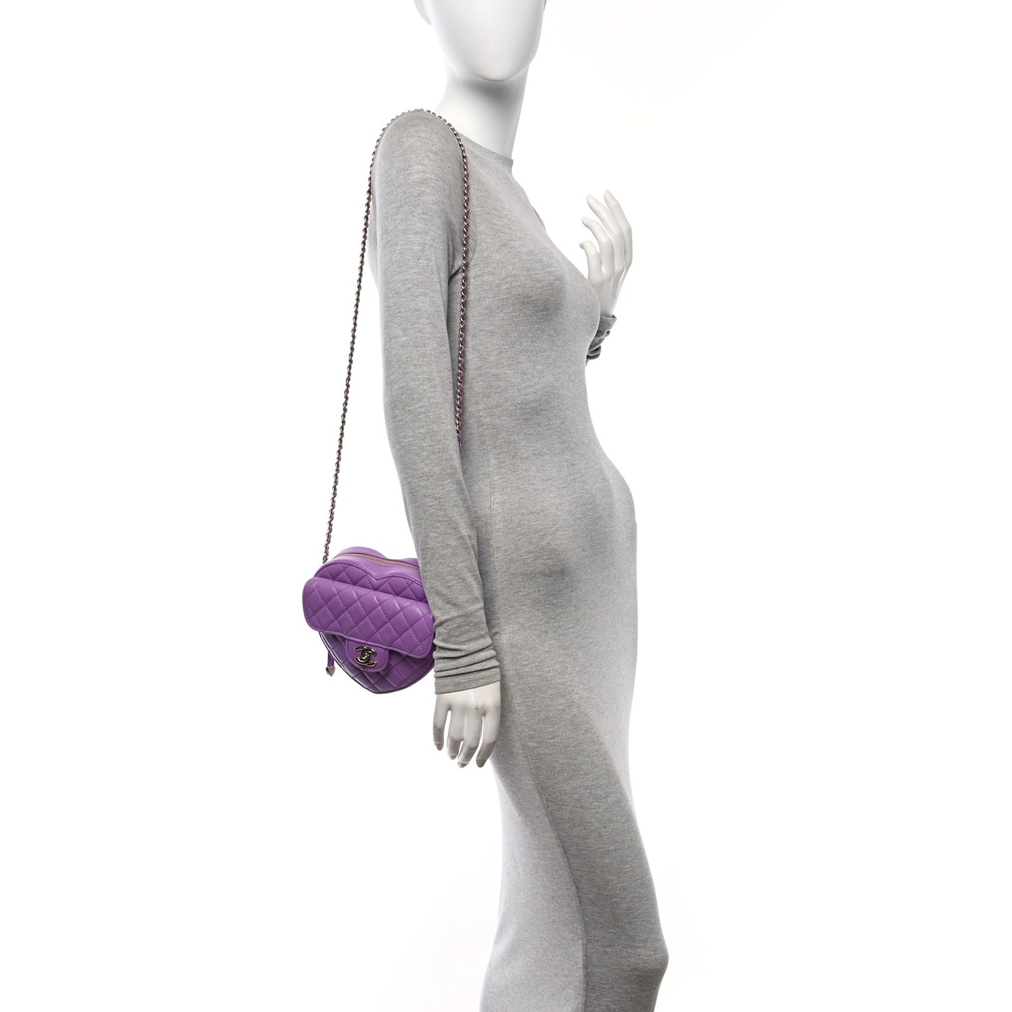 Lambskin Quilted CC In Love Heart Bag Purple