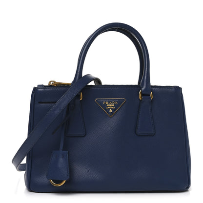 Prada Saffiano Lux Mini Galleria Double Zip Tote Bluette 2 of 16