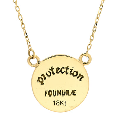 Foundrae 18K Yellow Gold Diamond Enamel Petite Champleve Protection Stationary Necklace Green 5 of 5