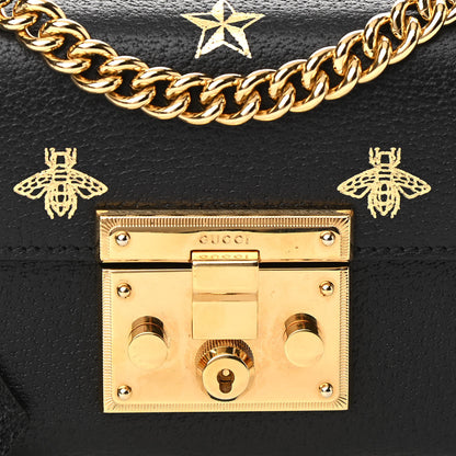 Gucci Grained Calfskin Bee Star Small Padlock Shoulder Bag Black 8 of 11
