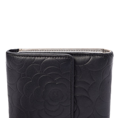 Chanel Lambskin Camellia Embossed Large Flap Wallet Black 14 of 17