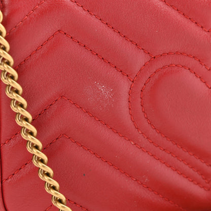 Gucci Calfskin Matelasse Super Mini GG Marmont Shoulder Bag Hibiscus Red 11 of 11