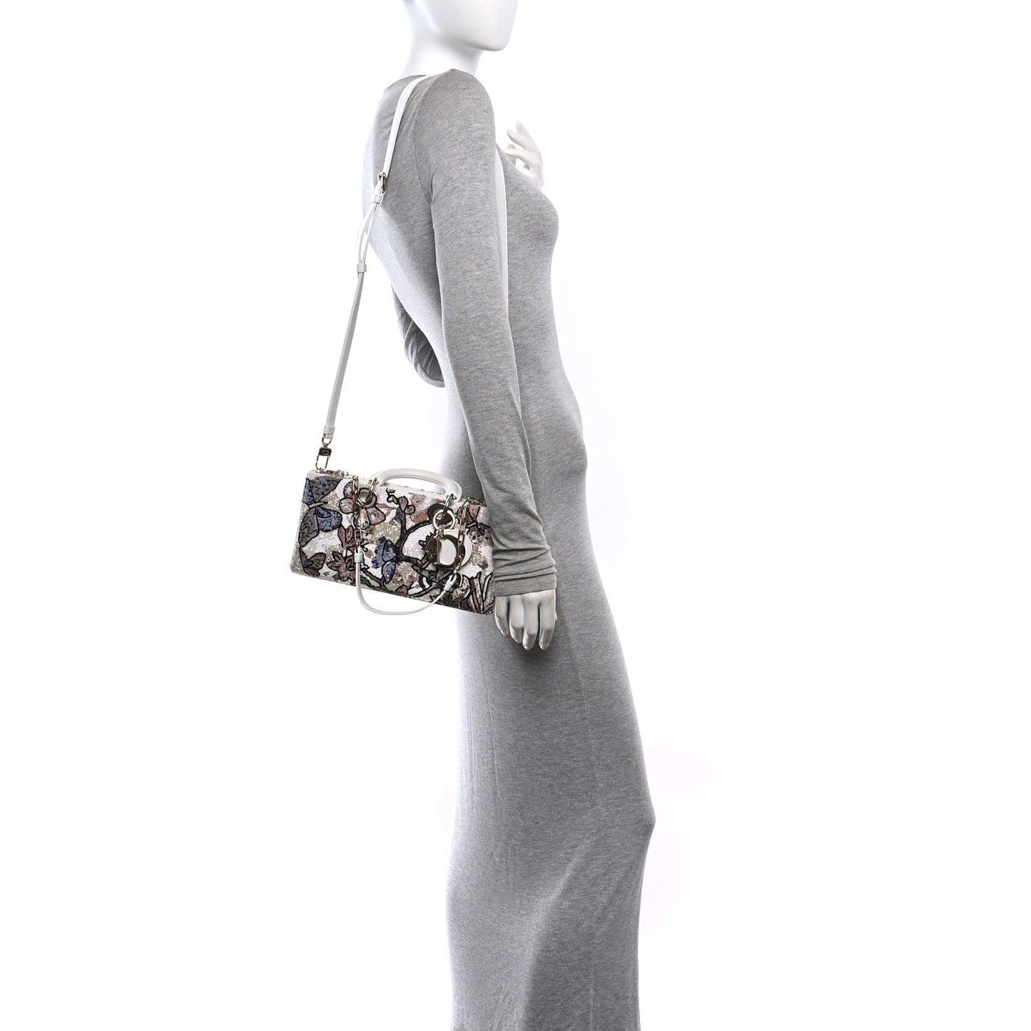 Calfskin Sequin Embroidered Butterfly Lady D-Joy Multicolor