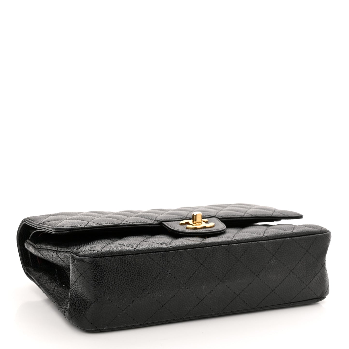 Caviar Quilted Medium Double Flap Black