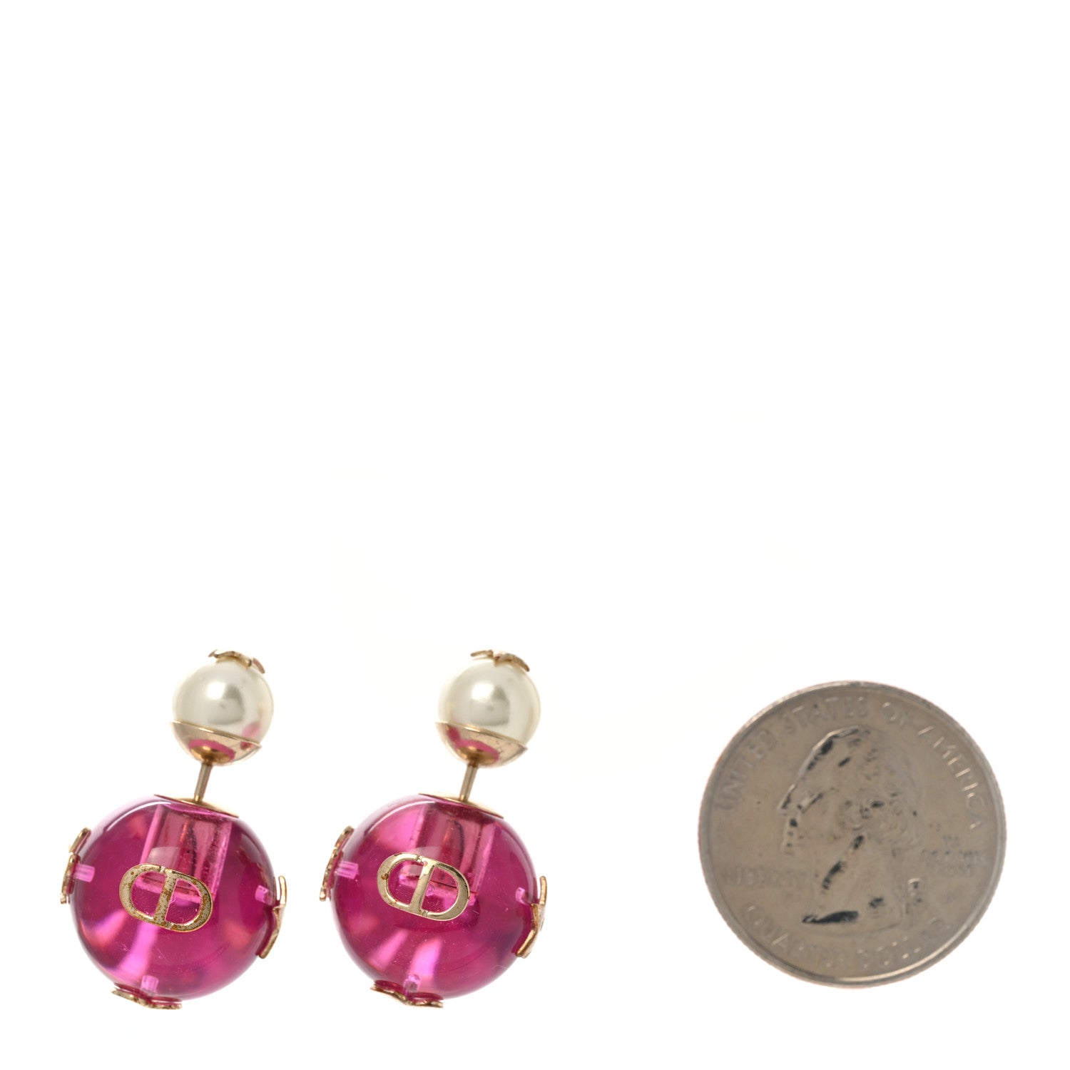 Christian Dior Resin Pearl Dior Tribales Earrings Gold White Transparent Rani Pink 2 of 5