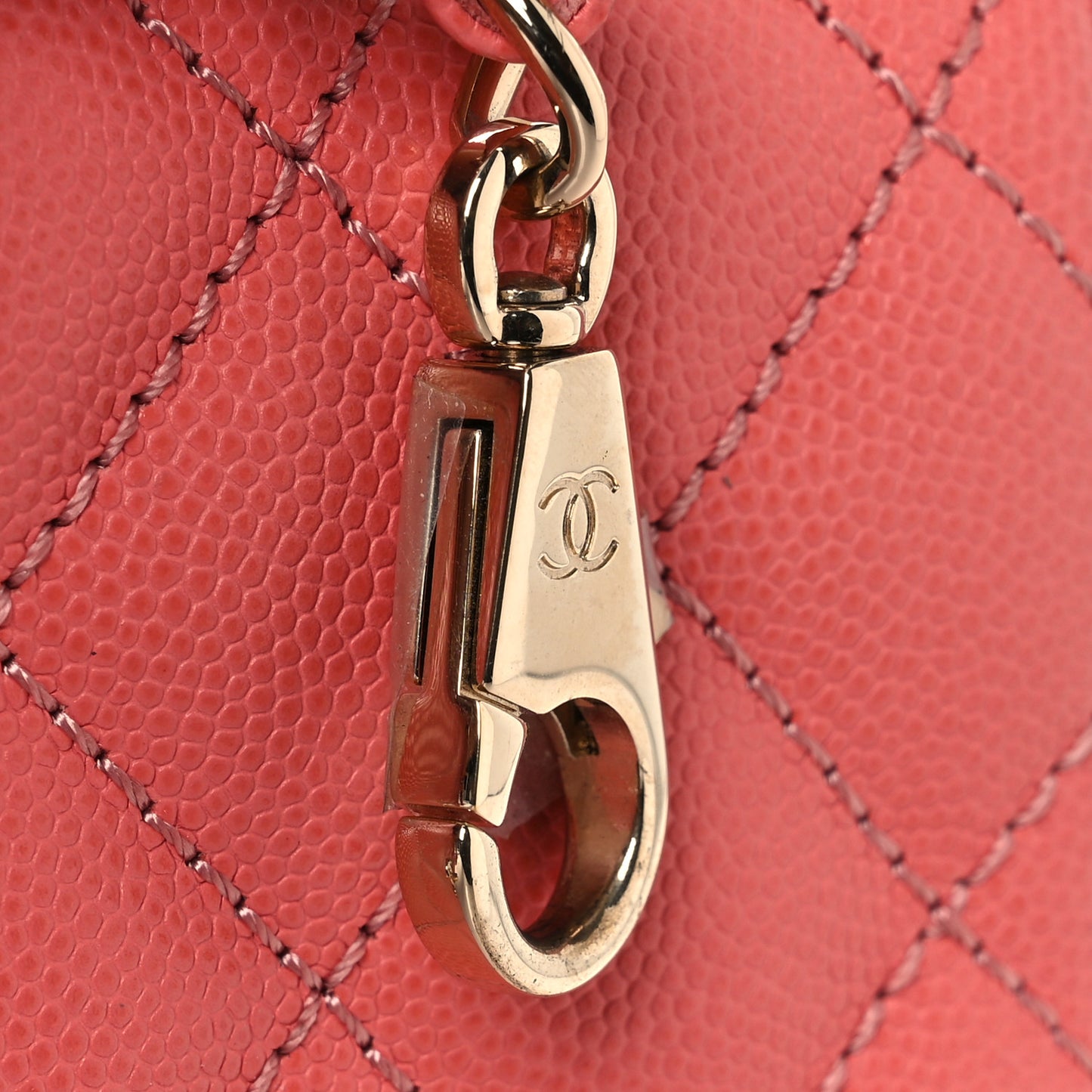 Caviar Quilted Small Coco Handle Flap Coral