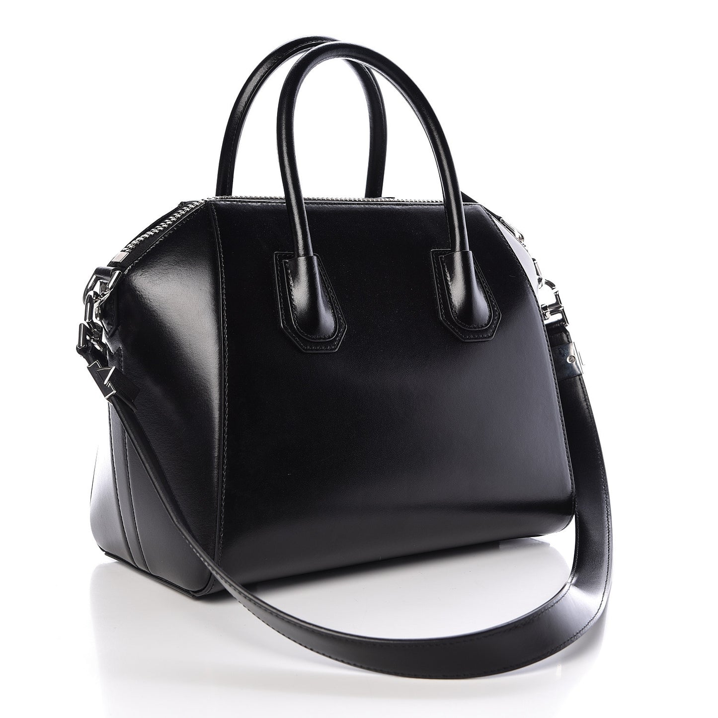 Shiny Lord Calfskin Small Antigona Black