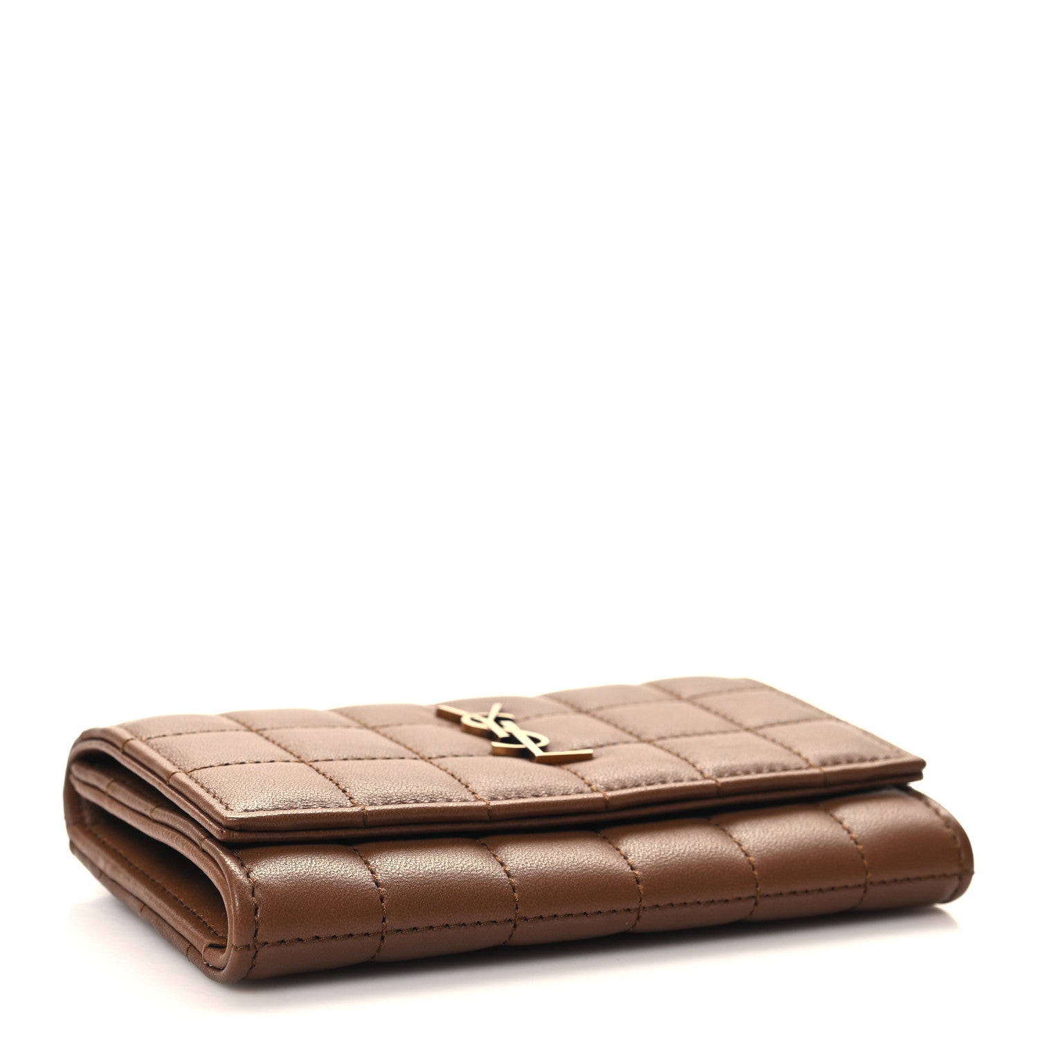 Saint Laurent Goatskin Carre Quilted Cassandre Small Envelope Wallet Fox 4 of 8