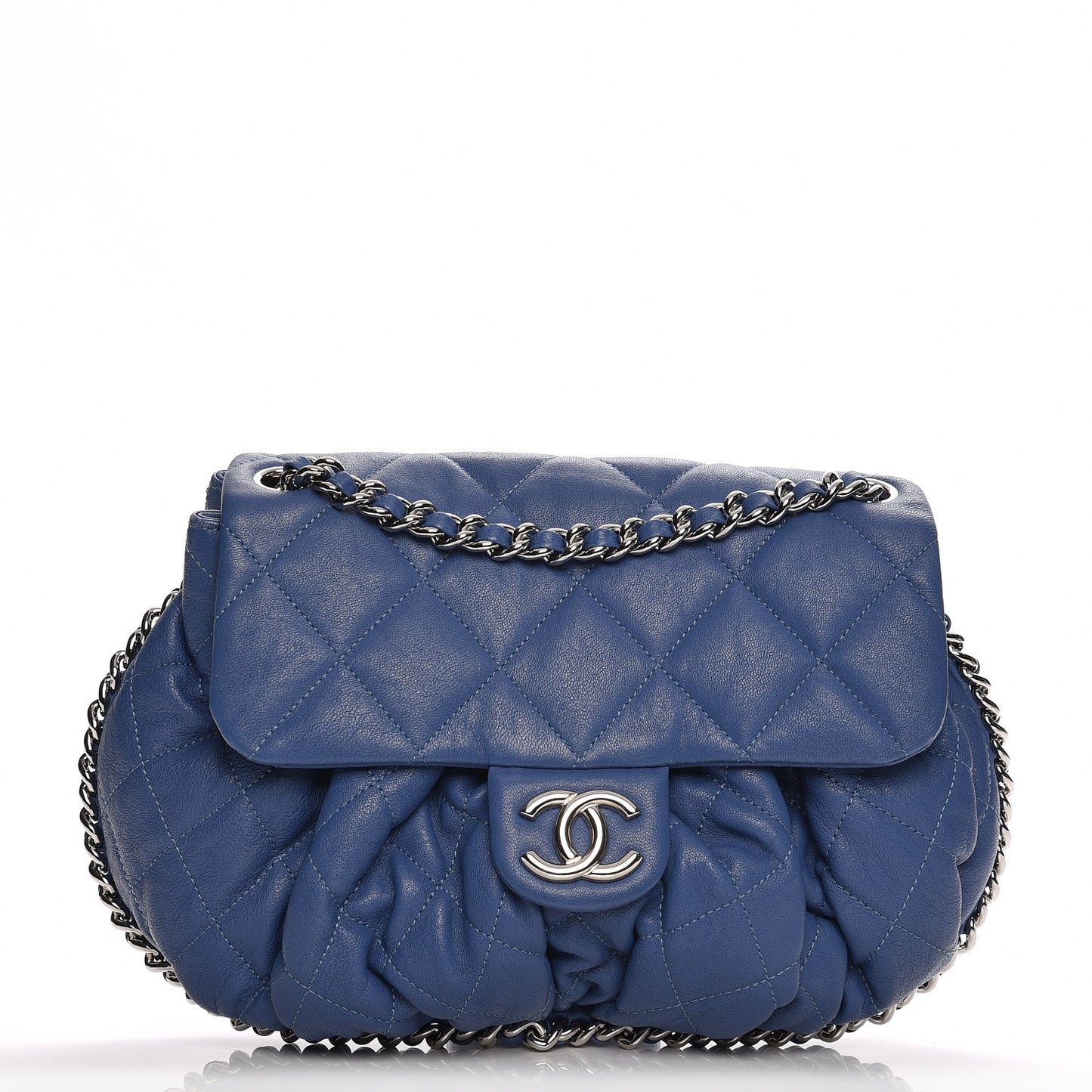 Washed Lambskin Chain Around Medium Messenger Blue