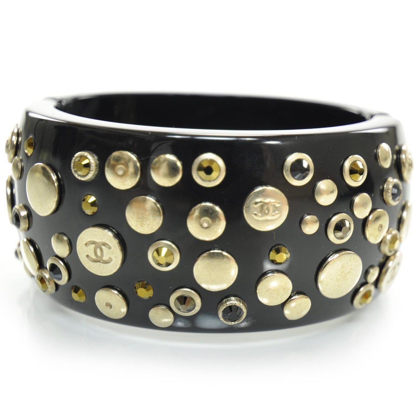 Resin Metal CC Studded Bangle Black