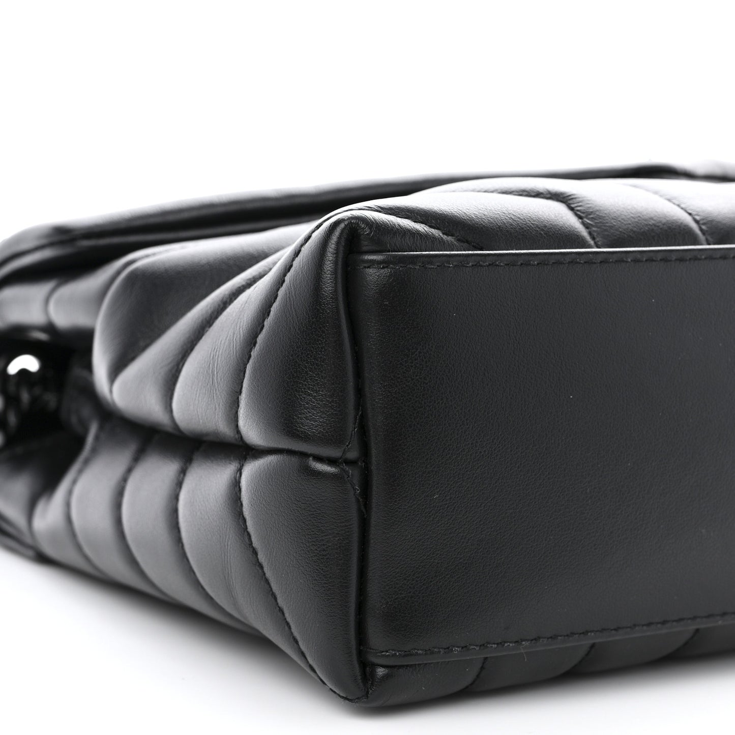 Calfskin Y Quilted Monogram Monochrome Small Loulou Chain Satchel Black