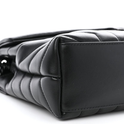 Saint Laurent Calfskin Y Quilted Monogram Monochrome Small Loulou Chain Satchel Black 9 of 11