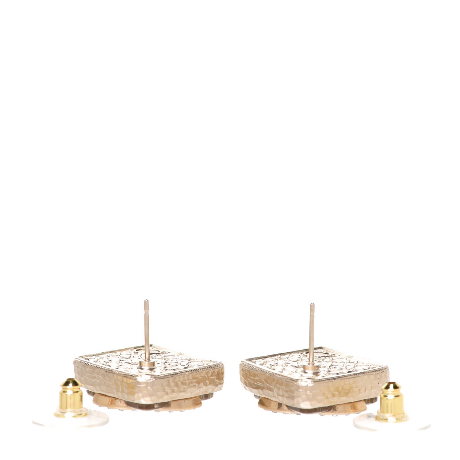 Chanel Pearl Crystal CC Square Earrings Gold 3 of 5