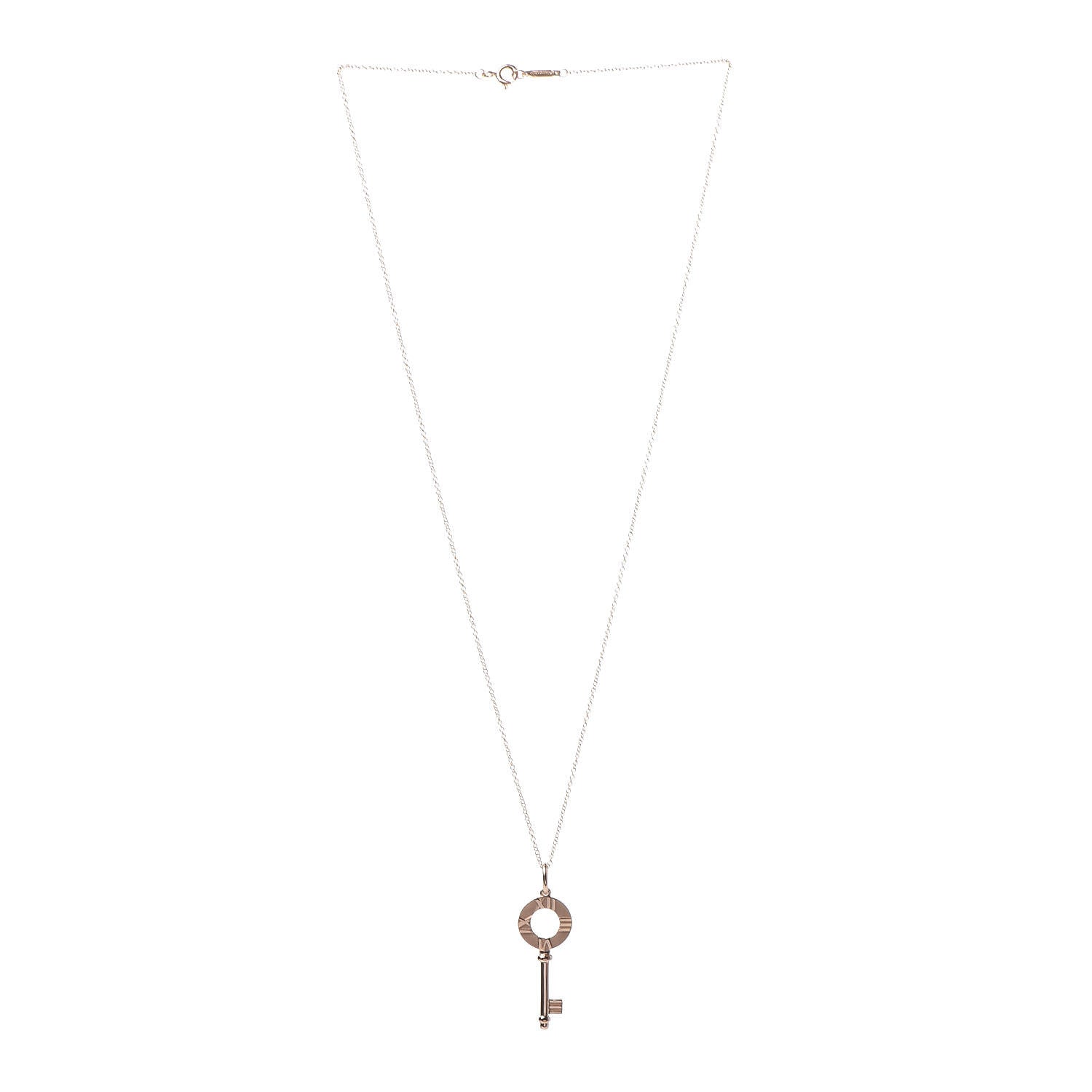Tiffany 18K Rose Gold Atlas Key Pendant Necklace 3 of 7
