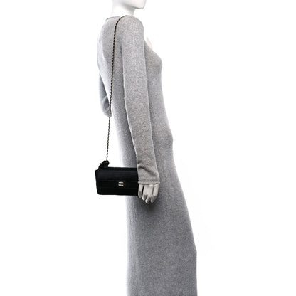 Chanel Satin Chocolate Bar Quilted Camellia Rectangular Mini Flap Black 2 of 10