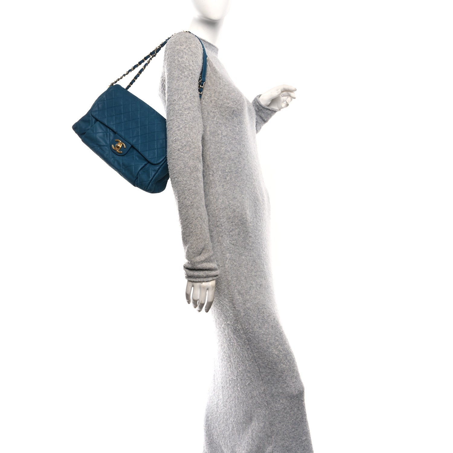 Chanel Iridescent Calfskin Large Chic Quilt Flap Blue 1865881