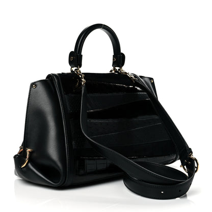 Salvatore Ferragamo Python Crocodile Ostrich Medium Sofia Satchel Black 3 of 9